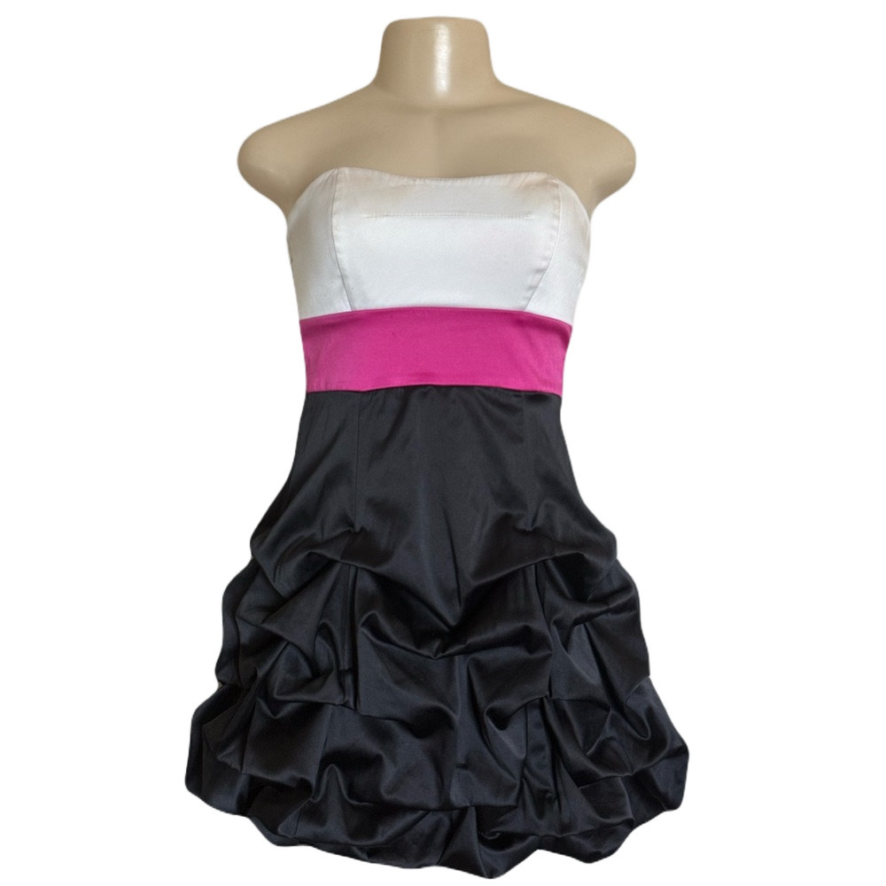 Ruby Rox Strapless Dress with Black Skirt and Pink Accent